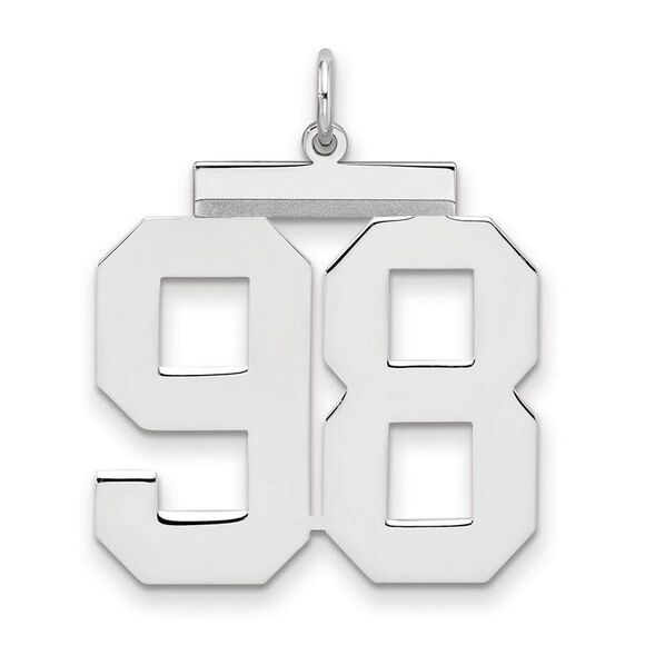 Sterling Silver Athletic Collection Large Polished Number 98 Pendant